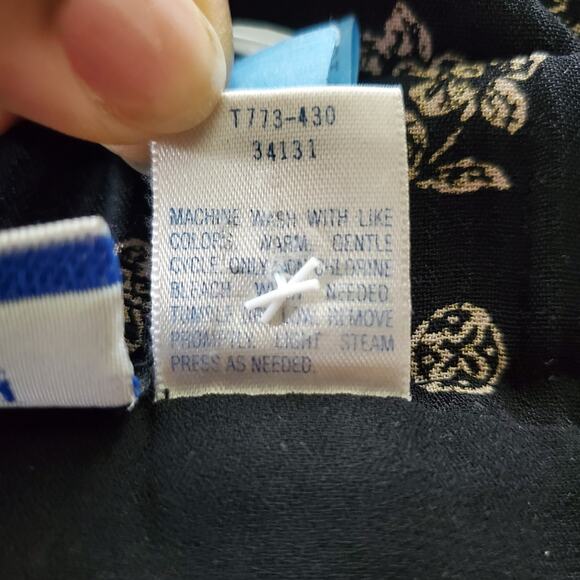 Pendleton Vintage Black Classic Floral Print Sheer Loose Fit Pants Size 14 - Picture 11 of 11